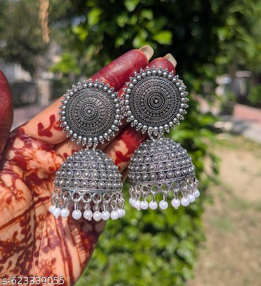 Ethnic Oxidised Classic Jhumki Earrings  - Aurafashion
