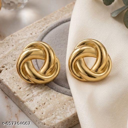 Gold Plated Designer Twisted Knot Stud Earrings for Women & Girls | Anti-Tarnish Elegant Daily & Office Wear stud - Aurafashion