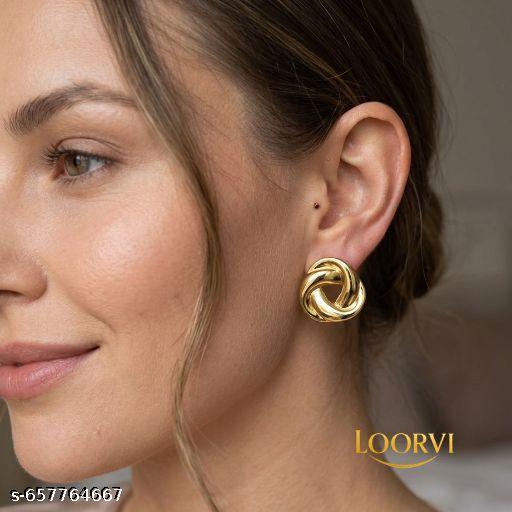 Gold Plated Designer Twisted Knot Stud Earrings for Women & Girls | Anti-Tarnish Elegant Daily & Office Wear stud - Aurafashion