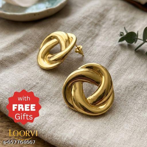 Gold Plated Designer Twisted Knot Stud Earrings for Women & Girls | Anti-Tarnish Elegant Daily & Office Wear stud - Aurafashion