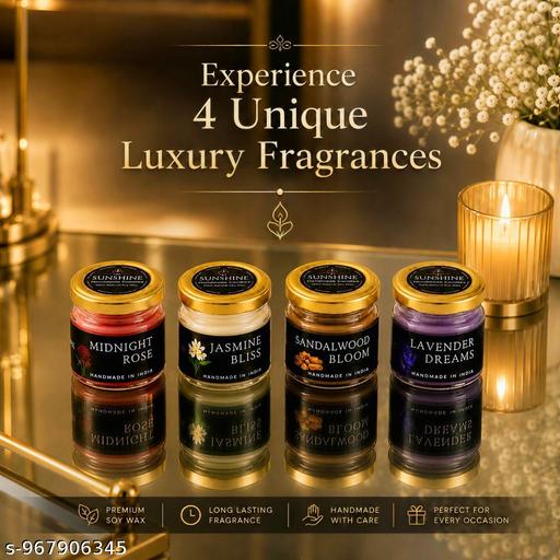 Premium Aroma Candle Gift Set of 4 | Floral Fragrance Candles for Home Decor, Relaxation, Spa & Meditation - Aurafashion