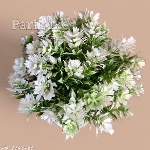 Elegant White Artificial Flower Pot Set for Home & Office Decor (2 Pcs, 7 Inch Height) - Aurafashion