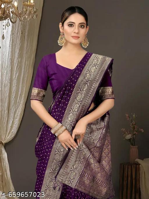 Outstanding Soft Banarasi Silk Saree With Angelic Blouse Piece - Aurafashion