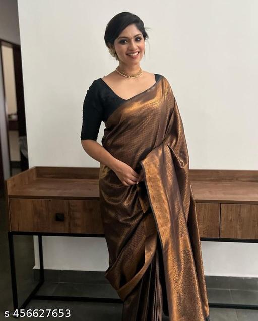 Latest Traditional Banarasi Silk Saree WITH Blouse piece - Aurafashion