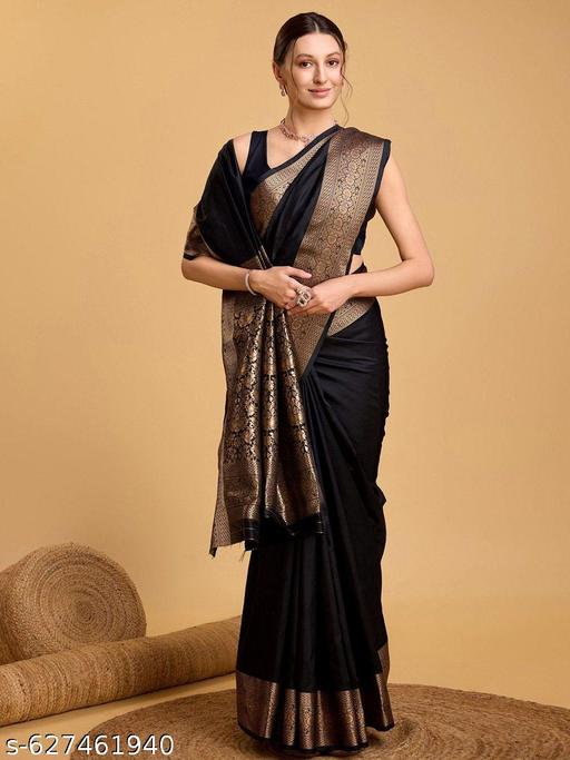 New Banarasi Black Saree For Women - Aurafashion