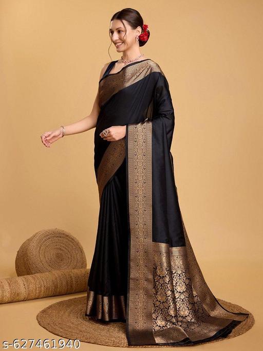 New Banarasi Black Saree For Women - Aurafashion