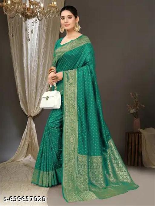 Outstanding Soft Banarasi Silk Saree With Angelic Blouse Piece - Aurafashion