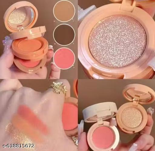 3 in1 face blusher + highlihger with mini compact palette | travel friendly (SHADE A, MINI) - Aurafashion