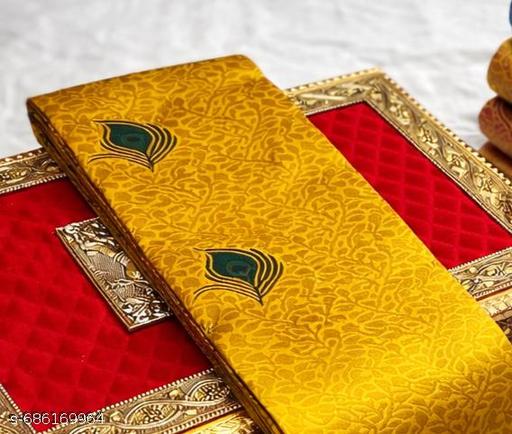 Beautiful Kanjeevaram Silk Big Border Zari Work Woven Sarees with Blouse Piece.. - Aurafashion