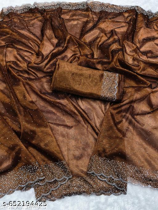 FULLON Beads and Stones Detail Saree - Aurafashion
