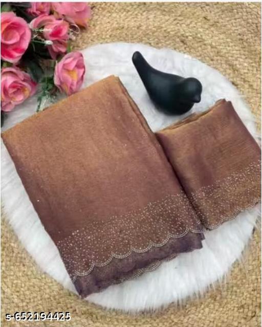 FULLON Beads and Stones Detail Saree - Aurafashion