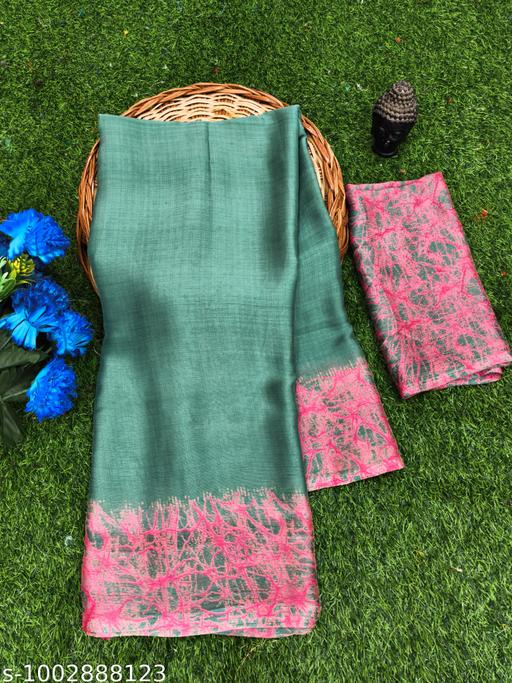 Women's Chiffon Georgette Printed Saree With Designer Border & Pallu Fancy Party Wear Saree - Aurafashion