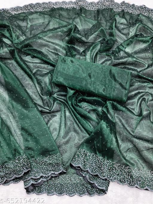 FULLON Beads and Stones Detail Saree - Aurafashion