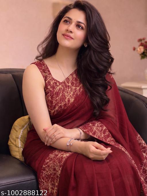 Women's Chiffon Georgette Printed Saree With Designer Border & Pallu Fancy Party Wear Saree - Aurafashion