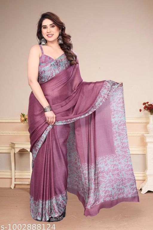 Women's Chiffon Georgette Printed Saree With Designer Border & Pallu Fancy Party Wear Saree - Aurafashion