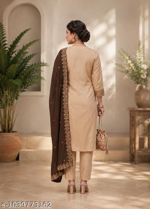 Viscose Rayon Kurta Pant Dupatta Set, Kurti Pant Dupatta Set, Kurta Set, Kurti Set, Solid kurta Set, fancy Kurta Set, Red Kurta Pant Set, Embroidered Kurta Set, Ethnic Set, Latest Kurta Set, Designer Kurta Set, Women Kurta Set - Aurafashion