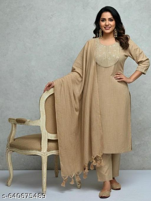 Most fashionable Cotton embroidery Work dupatta set for Women - Aurafashion