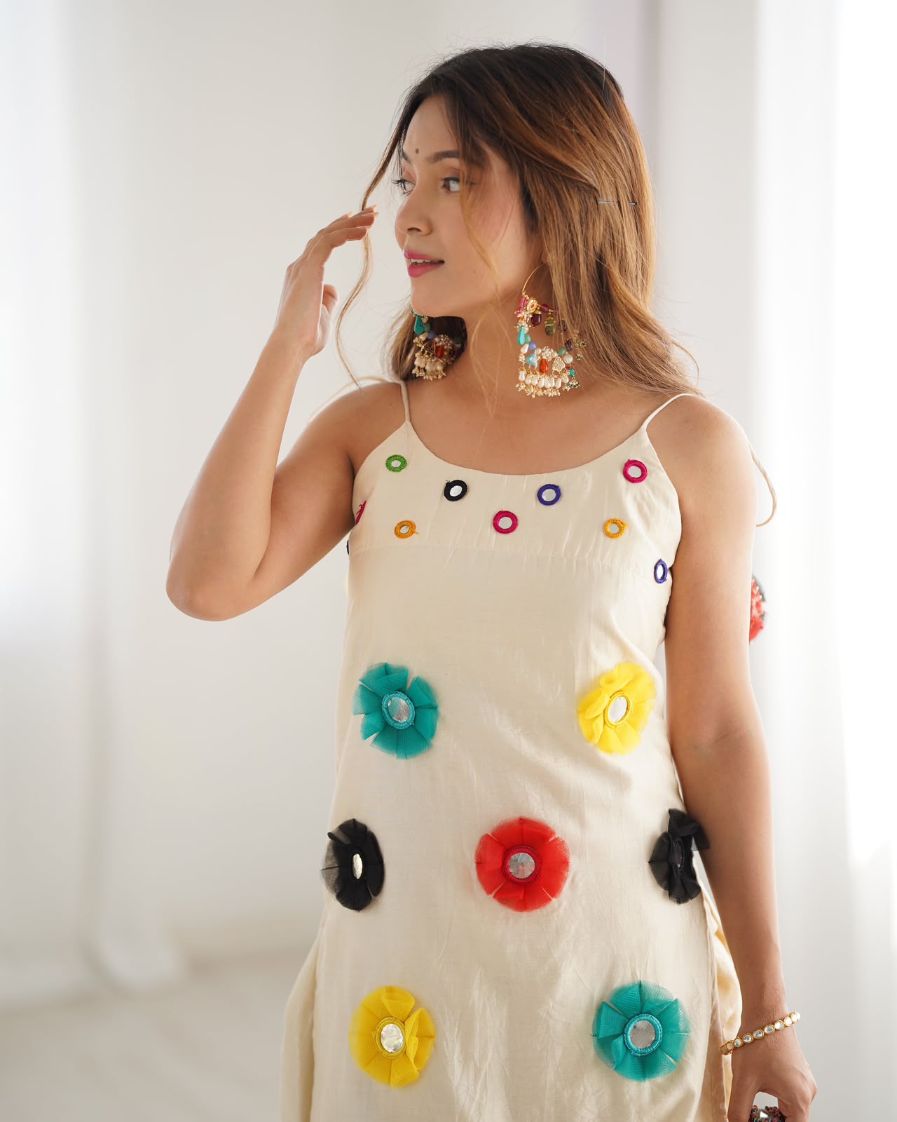 Khadi Cottan With Mirror Khatli Work - Aurafashion