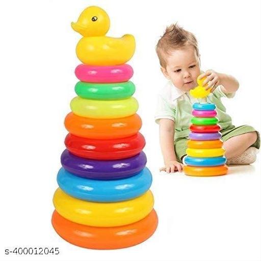 9 Ring Colorful Teddy Junior Rings with Smiley Stacking Play Set Toy for Kids 6 Month to 2 Year Baby's Made in India Pretend Role Play Set Children Learn Play Fun Toddler Kids Set Gift for Boys Girls