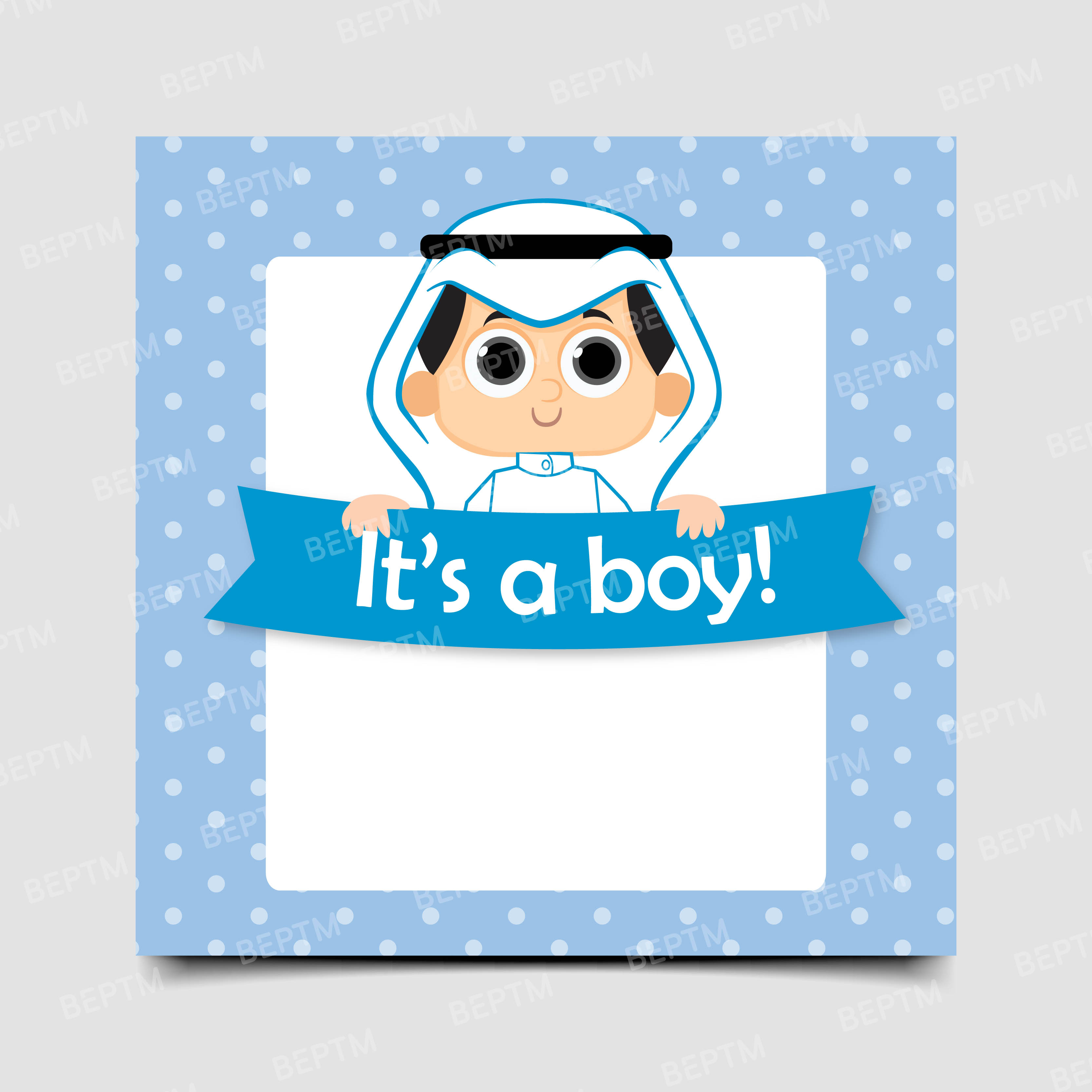 Cute Arabic Baby Boy Announcement Template – Digital Download - Beptm Stocks