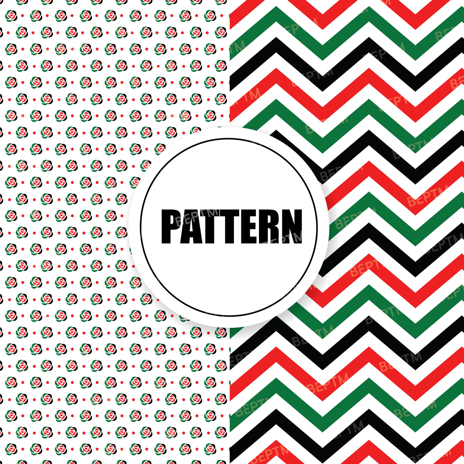 UAE Flag Color Seamless Patterns Set | Geometric Chevron & Floral Micro Patterns Digital Paper - Beptm Stocks
