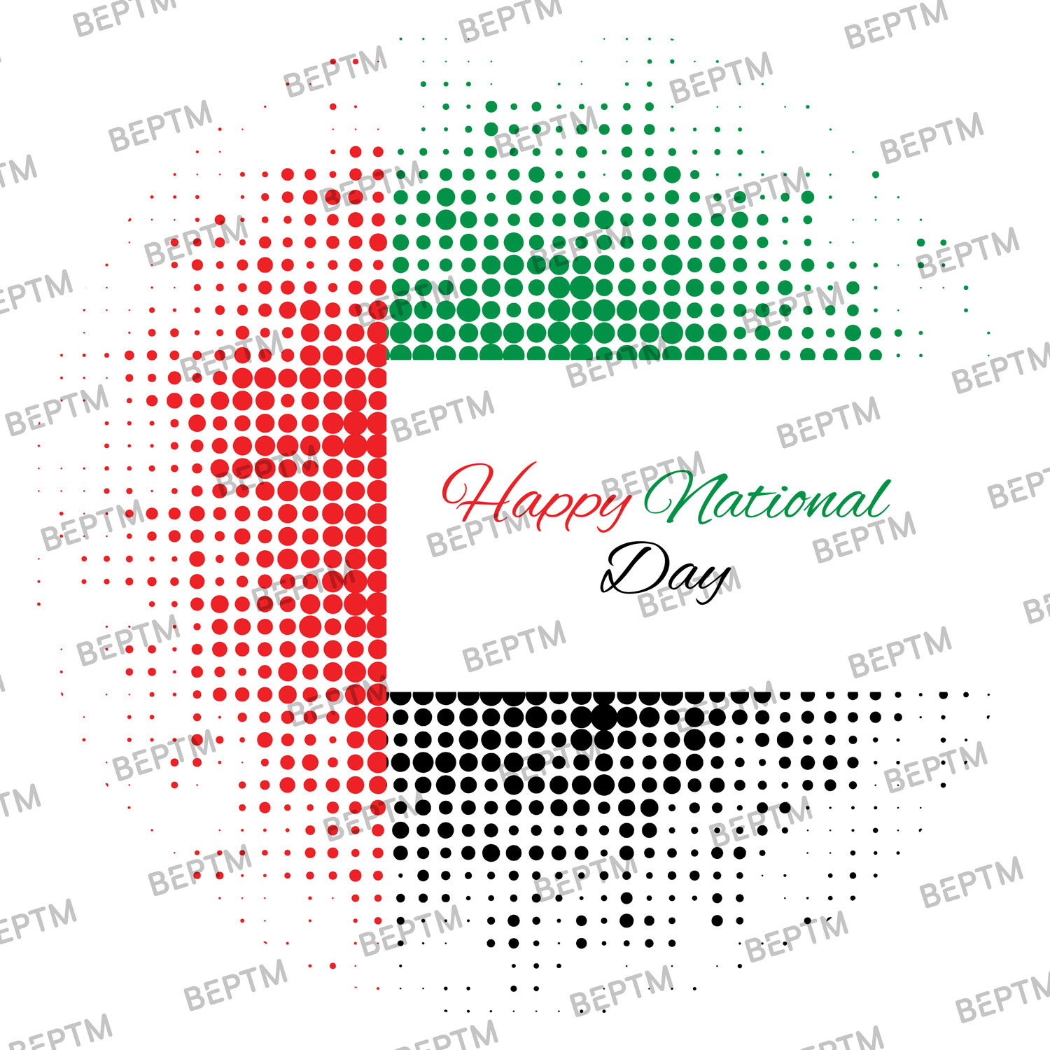 Happy UAE National Day Halftone Dot Flag Illustration – Digital Download - Beptm Stocks