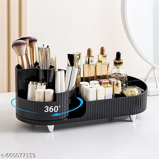 Rotating Makeup Organizer For Vanity, 360° Rotating Bathroom Organizer, Cosmetic Toiletries Perfume Storage Organizer for Dressing Table Countertop Bedroom Bathroom Makeup Room (BLACK) - Blushory