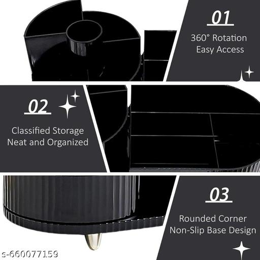 Rotating Makeup Organizer For Vanity, 360° Rotating Bathroom Organizer, Cosmetic Toiletries Perfume Storage Organizer for Dressing Table Countertop Bedroom Bathroom Makeup Room (BLACK) - Blushory