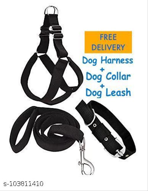 Combo of 3 Pack Dog Harness Plus collar Plus Belt Set 1 Inch (Waterproof, Leash Size 1.5M-2M)