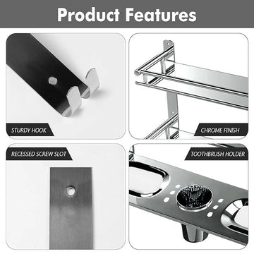 6 in 1 Wall Mounted Storage Shelf Organizer Rack for Bathroom & Kitchen Use - Nova Cart
