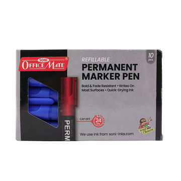 Refillable Permanent Marker Pen – Blue Ink, 10 Piece Combo - Nova Cart