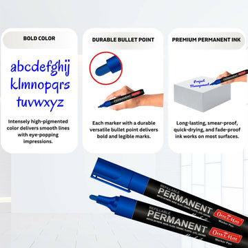 Refillable Permanent Marker Pen – Blue Ink, 10 Piece Combo - Nova Cart