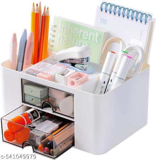 Shrigana Desk Organizer with 2 Drawer, Multi-Functional Pencil Holder for Desk, Desk Supplies Organizer with 5 Compartments + Drawer for Office Home Art Supplies - Nova Cart