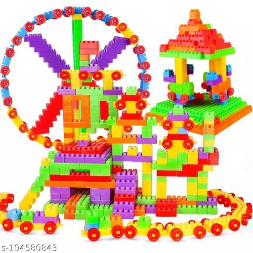 Ankirant®  45+ Pics BIS Certified ISI Mark Building Blocks (Block with Wheels  ) Pieces Bricks Blocks for Kids and Children for Game Learning Train Brick Block Puzzle Toys Girl Boy Activity Fun Games Platic Mind Education Toy Smooth Rounded Edges Boys Girls Deal Game - Nova Cart