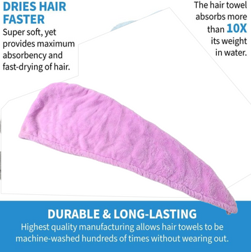 Quick Turban Hair-Drying Absorbent Microfiber Towel (1 Pc / Mix Design) - Nova Cart