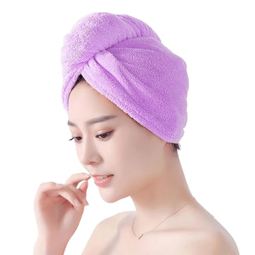 Quick Turban Hair-Drying Absorbent Microfiber Towel (1 Pc / Mix Design) - Nova Cart