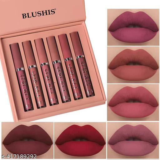 6 PCS Matte Liquid Lipstick Set | Waterproof & Transfer Proof | Long Lasting Nude & Red Shades Combo for Women