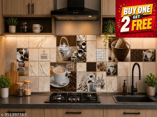 40 x 100 Cm Kitchen Wallpaper Pack Of 3 Wallpaper For Kitchen Wall | Cup Plate Wallpaper | Wall Sticker For Kitchen | WaterProof Oil Proof Wallpaper Grey Kitchen Ketli Wallpaper - Caafila