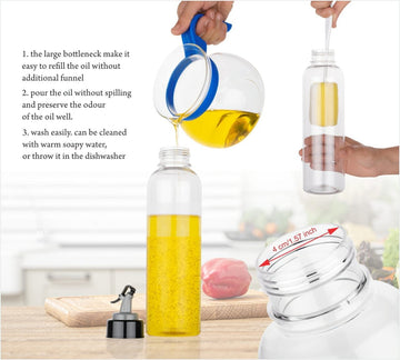 Oil Dispenser 1L – Clear Drip-Free Plastic Bottle | Vastate - CartCo.Online