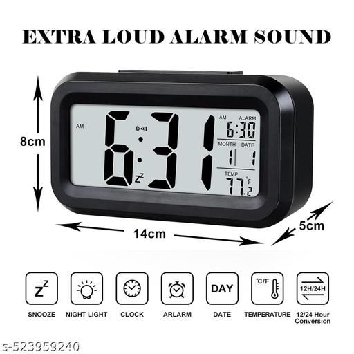 Digital Alarm Clock,Battery Operated Small Desk Clocks,with Date, Indoor Temperature,Smart Night Light,LCD Clock for Bedroom Home Office - CartCo.Online