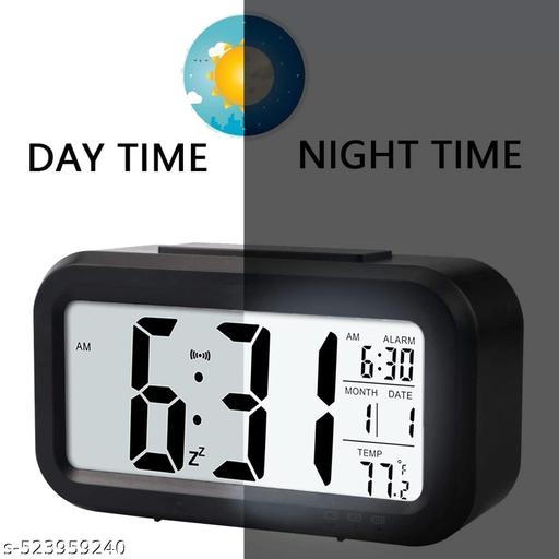 Digital Alarm Clock,Battery Operated Small Desk Clocks,with Date, Indoor Temperature,Smart Night Light,LCD Clock for Bedroom Home Office - CartCo.Online
