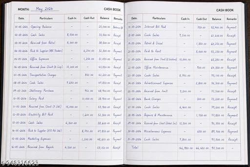 Premium Cash Book Register A4 Size – 200 Pages perfect binding 300 GSM soft cover bound - CartCo.Online