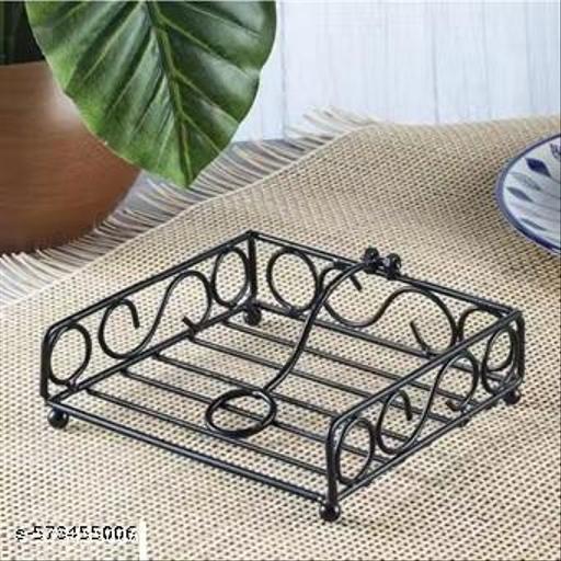 Metal Twist Napkin Holder for Kitchen and Countertop - Decorative Paper Napkin Dispenser with Vertical Design (Black) - CartCo.Online