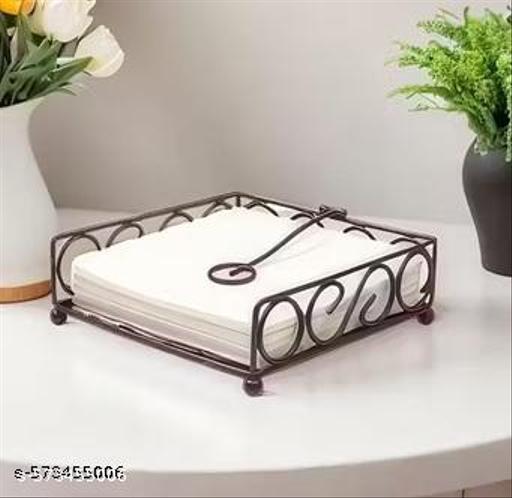 Metal Twist Napkin Holder for Kitchen and Countertop - Decorative Paper Napkin Dispenser with Vertical Design (Black) - CartCo.Online