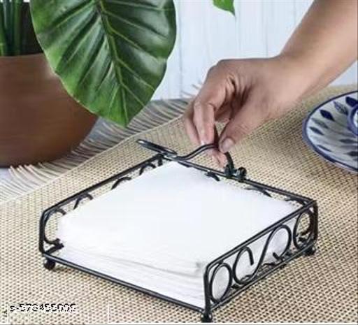 Metal Twist Napkin Holder for Kitchen and Countertop - Decorative Paper Napkin Dispenser with Vertical Design (Black) - CartCo.Online