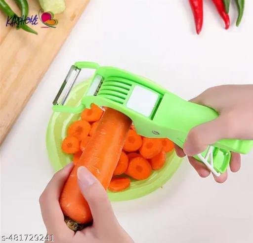  2 In 1 Veg Sharp Stainless Steel 5 Blade Cutter with Peeler for Kitchen Slicer and Peeler with Smart Locking System Vegetable & Fruit Grater & Slicer (Pack of 1) - CartCo.Online
