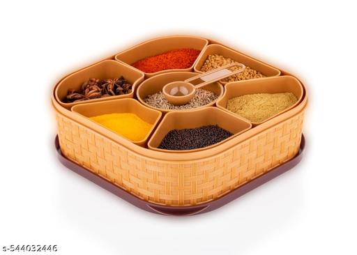 7 in 1 spice set rangoli dubba with removable 7 dubba with 1 spoon pack of 1 - CartCo.Online