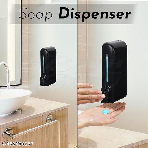 Premium Look Wall-Mounted Soap Dispenser, 350 ML, Black, Single Chamber Bathroom Liquid Dispenser - CartCo.Online