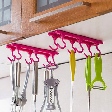 Multi-Purpose Hanging Organizer – 6 Durable Pink Hooks - CartCo.Online