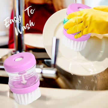 Wash Basin Brush with Soap Dispenser – Efficient Multicolor Cleaner | VelvetBubbles - CartCo.Online